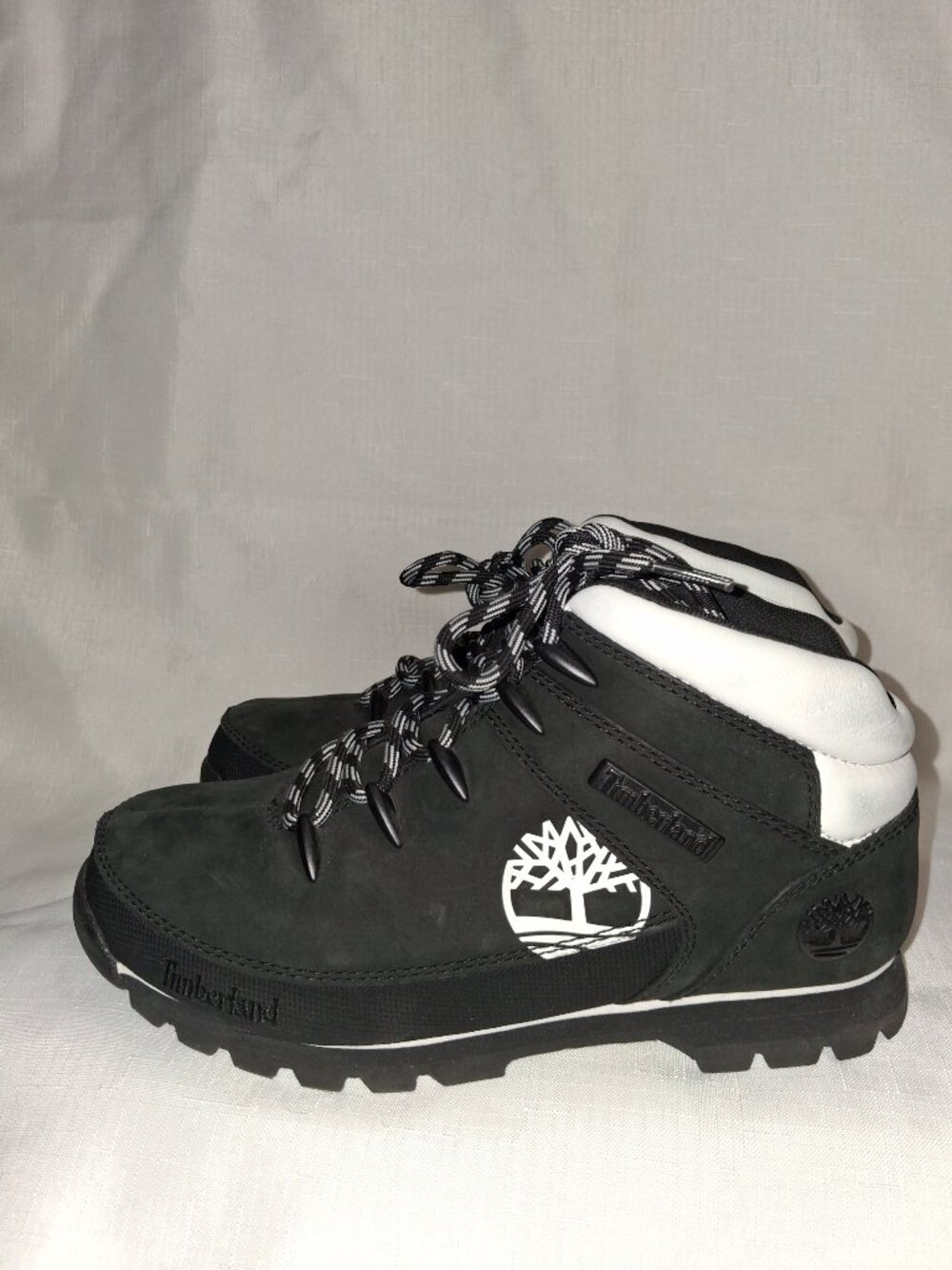 Timberland Euro Hiker Boots - Black and White - Size 7.5
